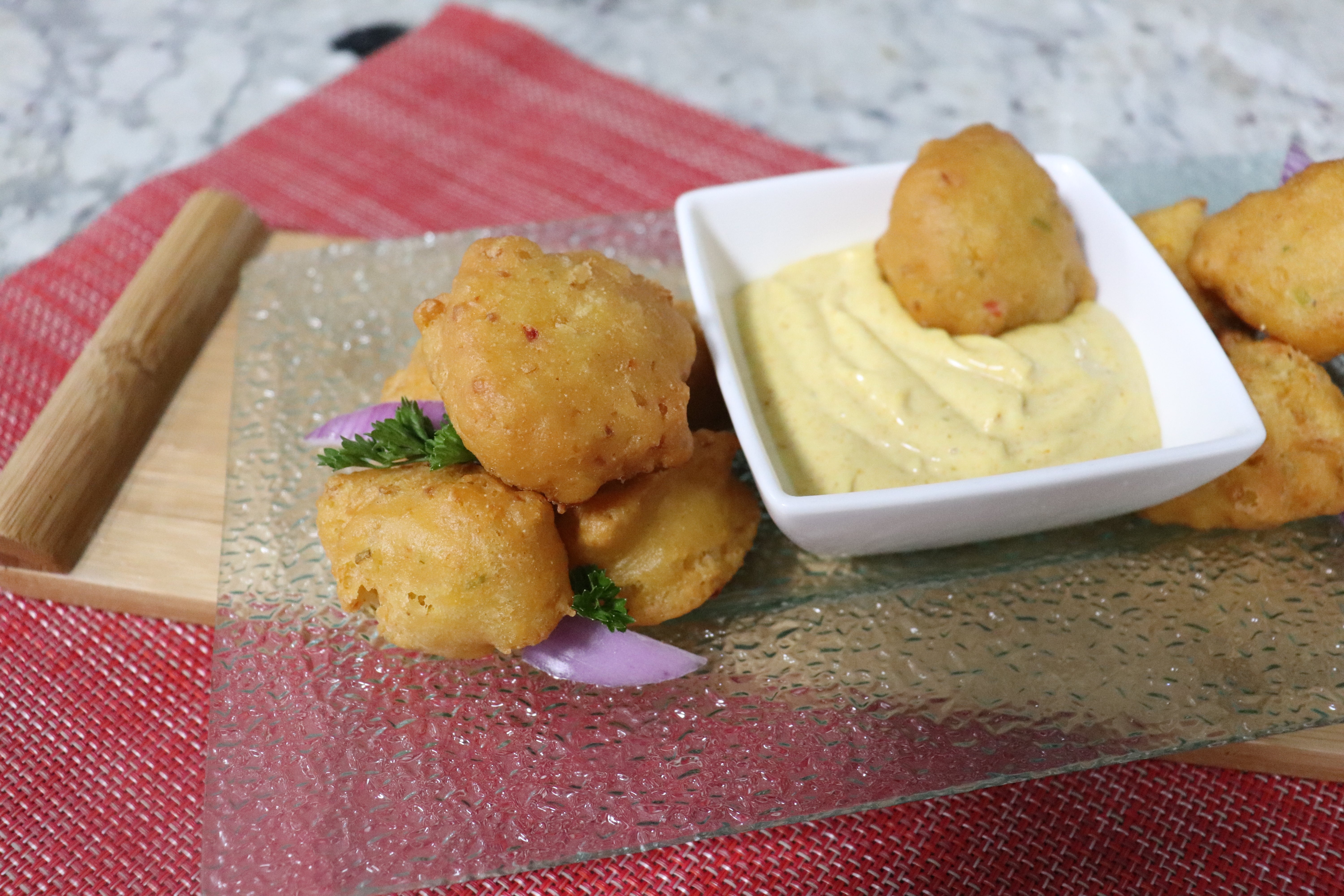 Corn Fritters w/ MAGGI Curry Dip