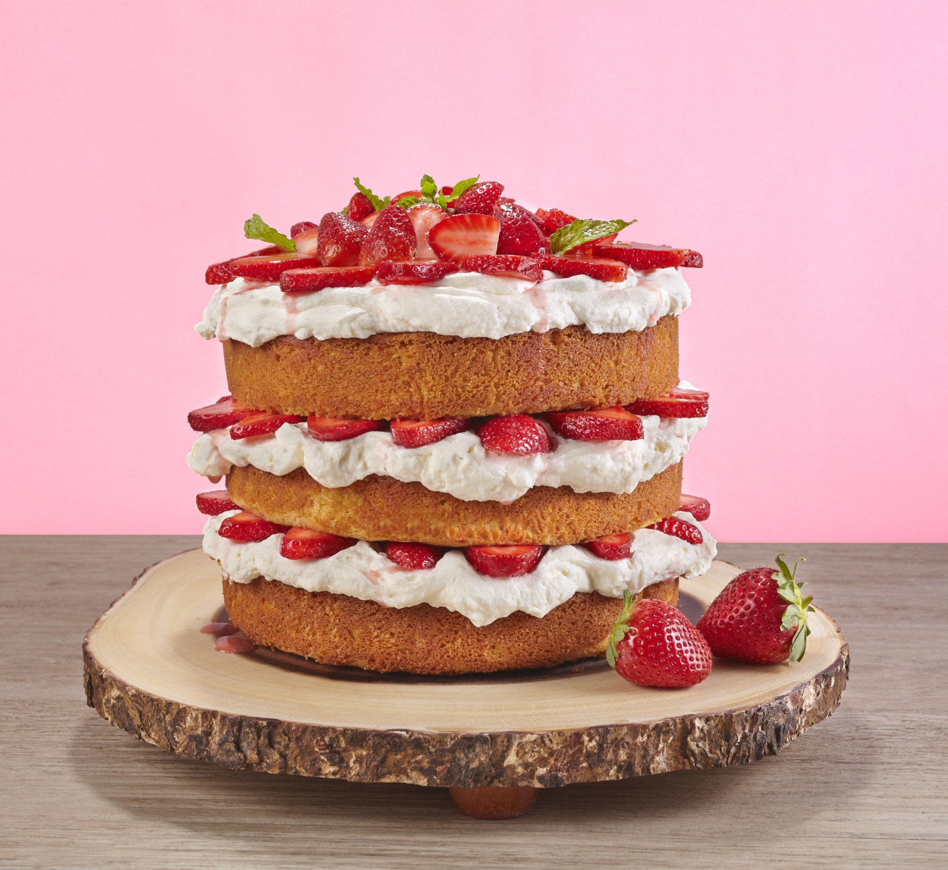 Strawberries and Cream Layered Cake