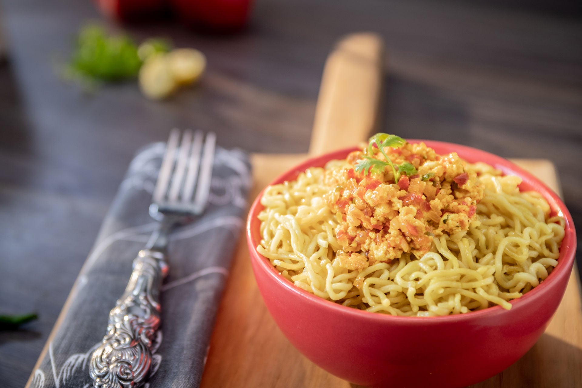 Paneer Bhurji Noodles Plating