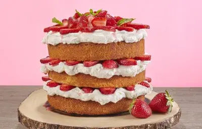 STRAWBERRY AND CREAM LAYERED CAKE