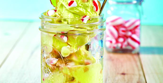 Avocado With Crushed Caramel And Peppermint