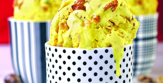 Walnut, Saffron And Nutmeg Ice Cream