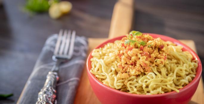 Paneer Bhurji Noodles Plating