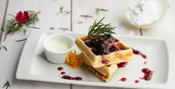 Waffles with Berry Compote