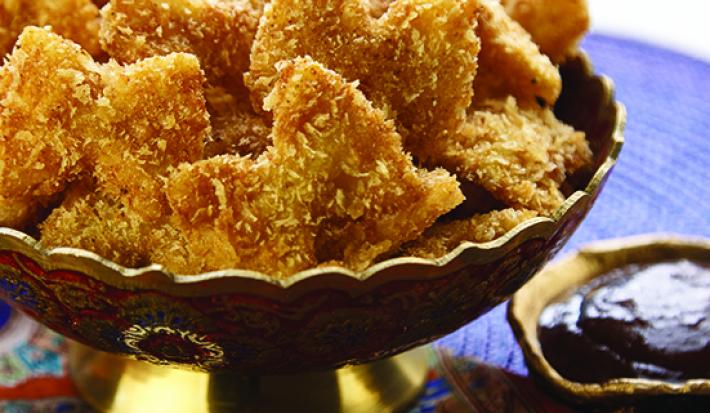 Masala Pasta Chips with Date and Tamarind Chutney