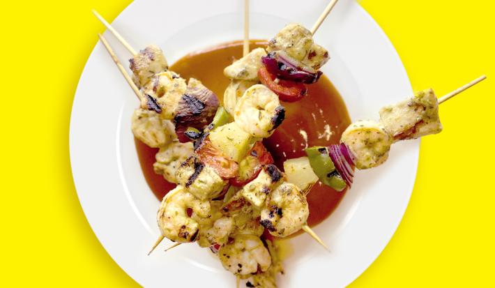 Caribbean Seafood Kebabs