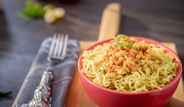 Paneer Bhurji Noodles Plating